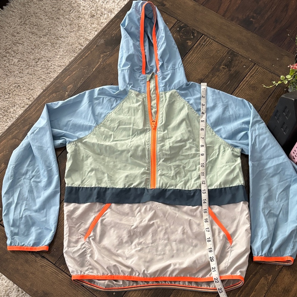 Gymboree Blue, Tan and Green Kids Windbreaker with Orange Accents